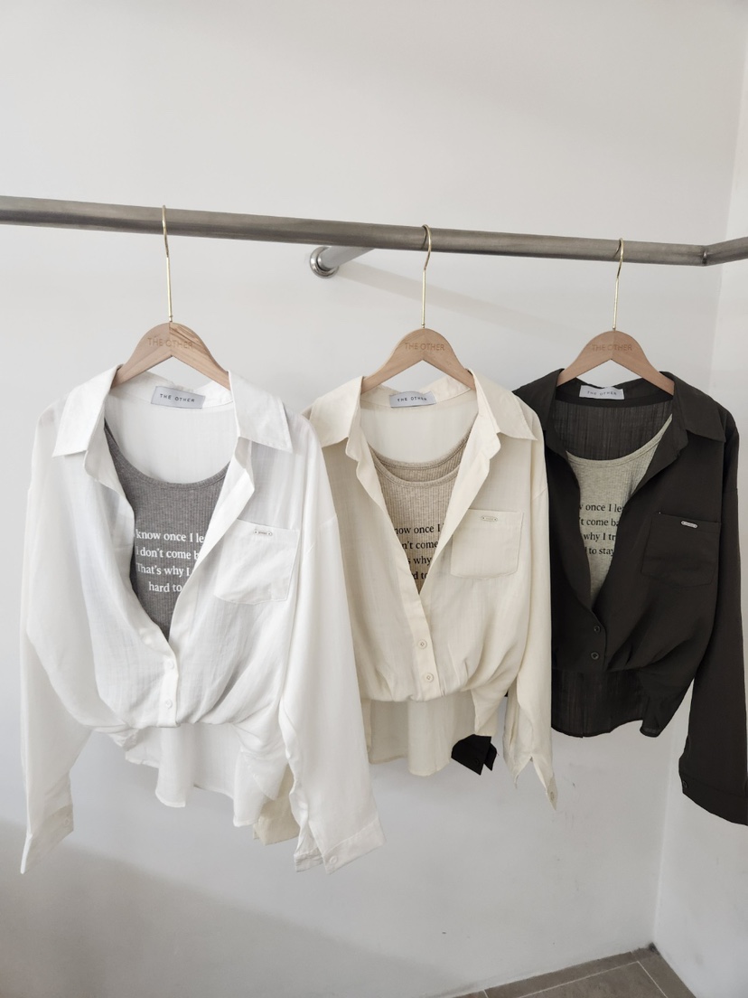 THE OTHER東大門直郵女士新品休閑襯衫蕾絲衫假兩件無袖THE OTHER襯衫/蕾絲衫
