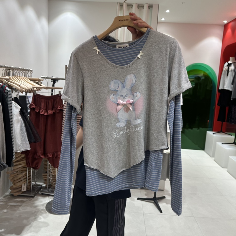 MINI UNNI東大門代購女裝新品熱賣人氣推薦長袖T恤假兩件MINI UNNI長袖T恤圖色2