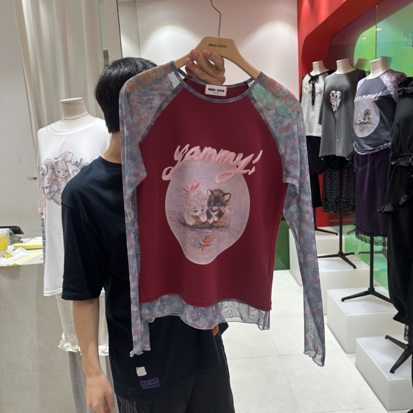 MINI UNNI東大門直郵女士新品真品職業熱賣時尚休閑長袖T恤MINI UNNI長袖T恤圖色3