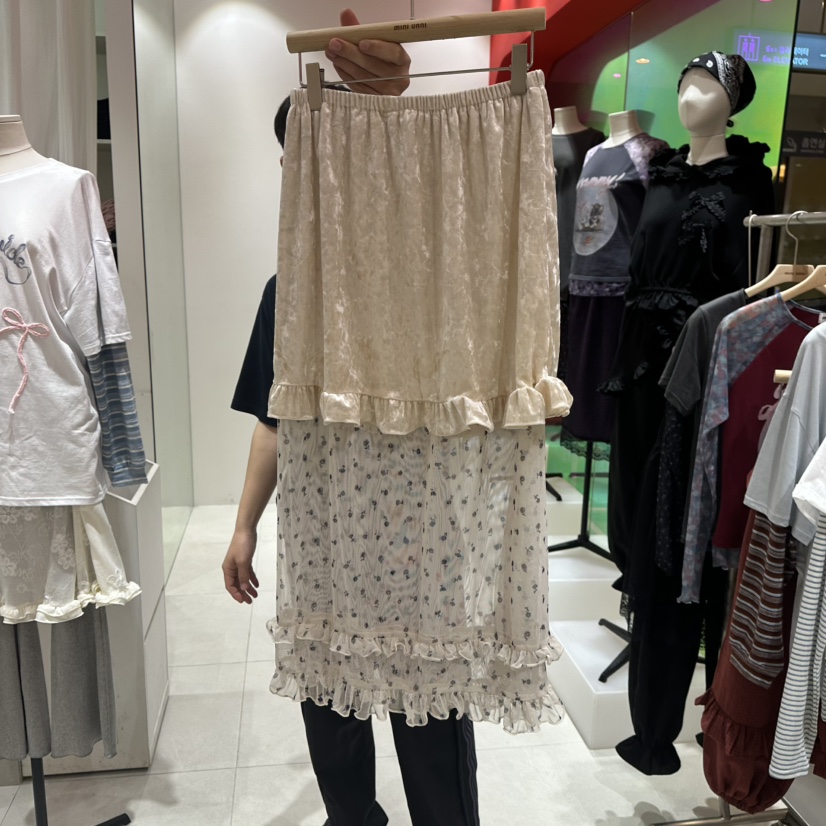 MINI UNNI韓國代購女裝新品真品時尚推薦長裙天鵝絨假兩件MINI UNNI長裙