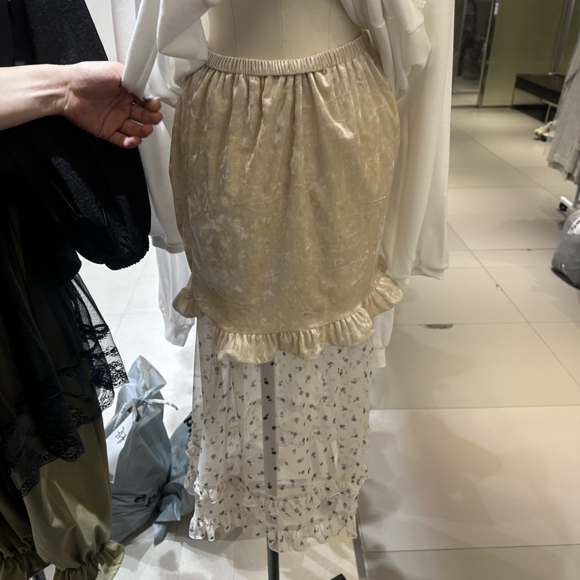 MINI UNNI韓國代購女裝新品真品時尚推薦長裙天鵝絨假兩件MINI UNNI長裙圖色1