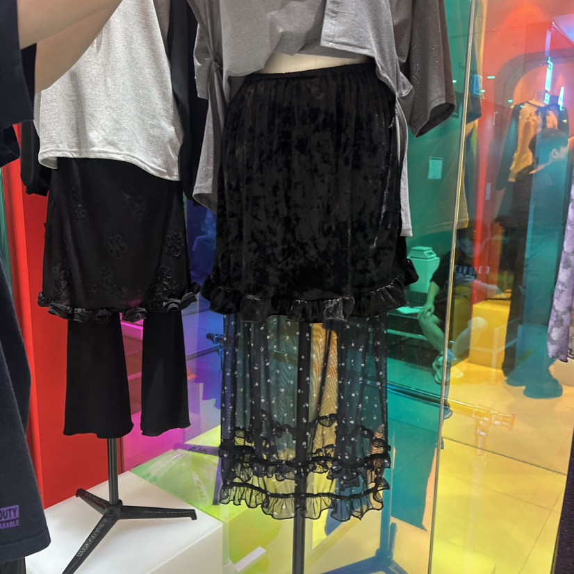 MINI UNNI韓國代購女裝新品真品時尚推薦長裙天鵝絨假兩件MINI UNNI長裙圖色2