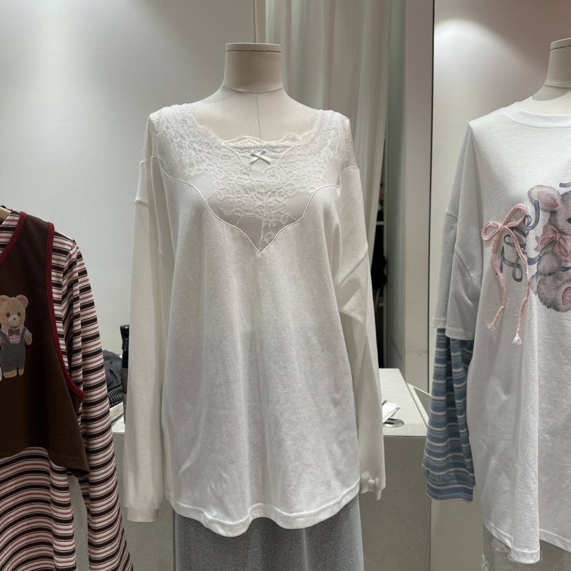 MINI UNNI韓國直郵女士新品休閑真品時尚推薦長袖T恤不含花MINI UNNI長袖T恤圖色1