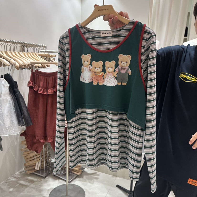 MINI UNNI韓國直郵女裝新品真品時尚人氣推薦長袖T恤假兩件MINI UNNI長袖T恤圖色2
