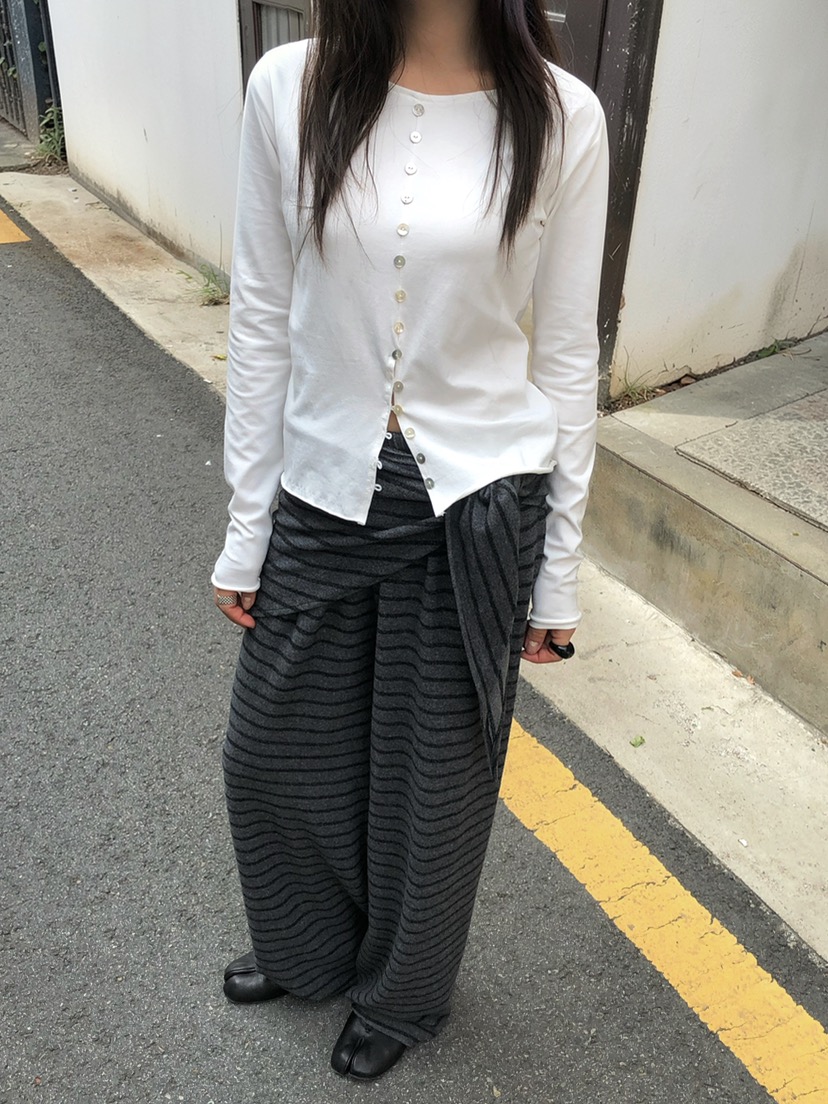 ONDO-P韓國直郵女裝新品推薦時尚真品熱賣休閑長袖T恤紐扣ONDO-P長袖T恤