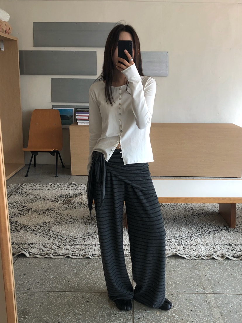 ONDO-P韓國直郵女裝新品推薦時尚真品熱賣休閑長袖T恤紐扣ONDO-P長袖T恤