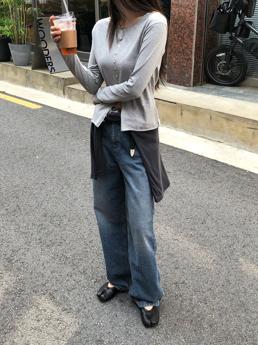 ONDO-P韓國直郵女裝新品推薦時尚真品熱賣休閑長袖T恤紐扣ONDO-P長袖T恤