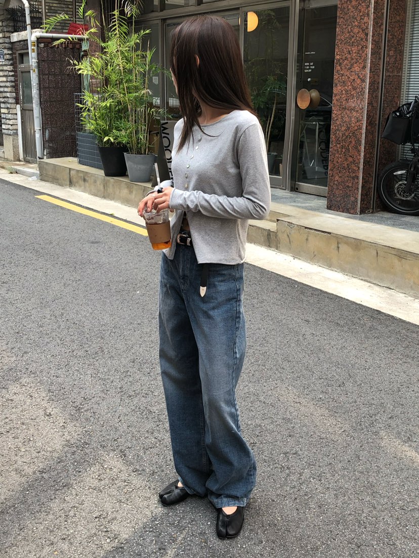 ONDO-P韓國直郵女裝新品推薦時尚真品熱賣休閑長袖T恤紐扣ONDO-P長袖T恤