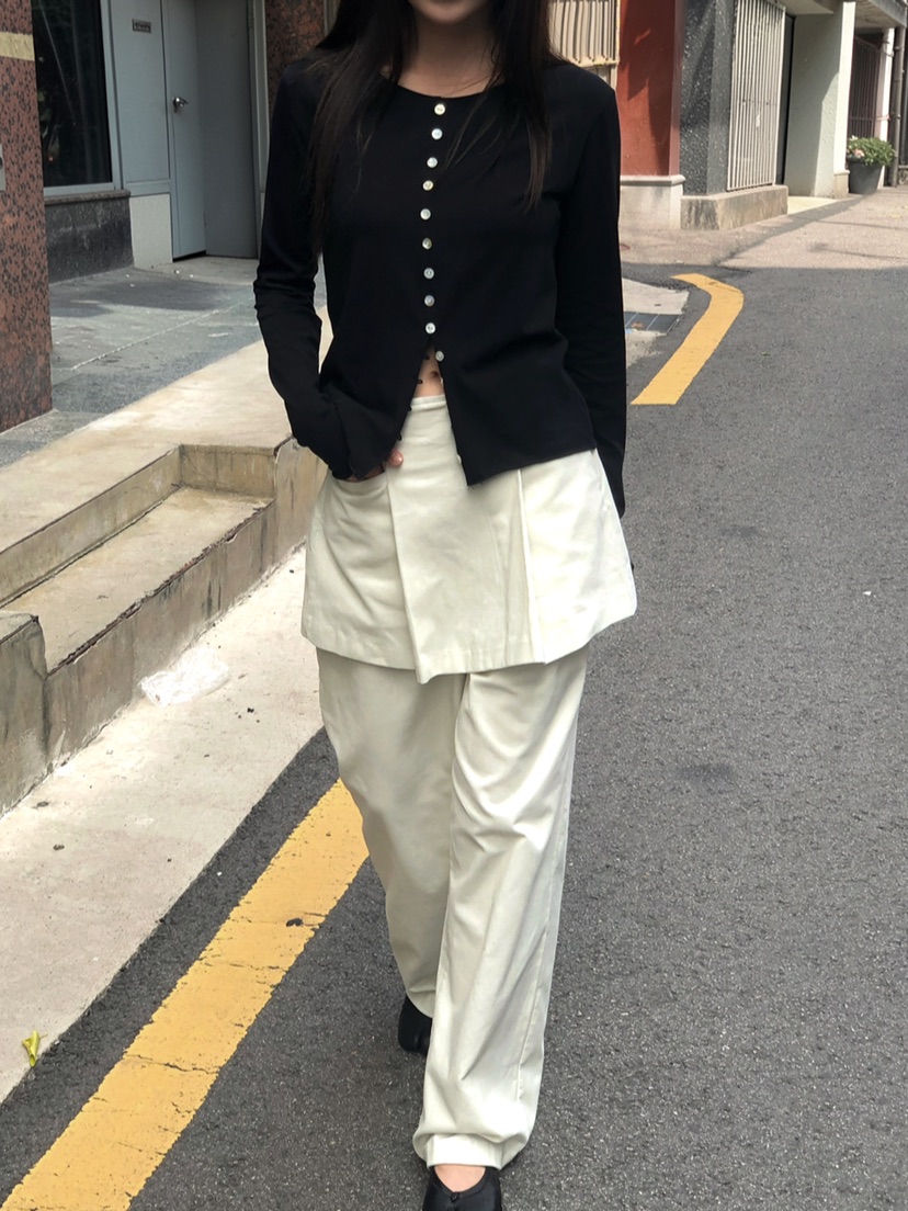 ONDO-P韓國直郵女裝新品推薦時尚真品熱賣休閑長袖T恤紐扣ONDO-P長袖T恤