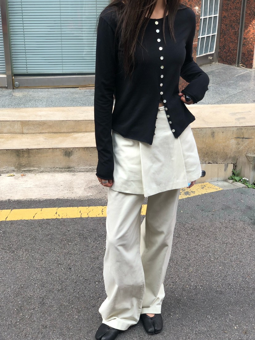 ONDO-P韓國直郵女裝新品推薦時尚真品熱賣休閑長袖T恤紐扣ONDO-P長袖T恤