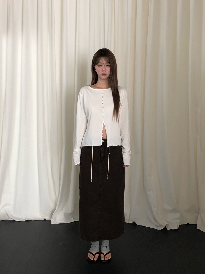 ONDO-P韓國直郵女裝新品推薦時尚真品熱賣休閑長袖T恤紐扣ONDO-P長袖T恤