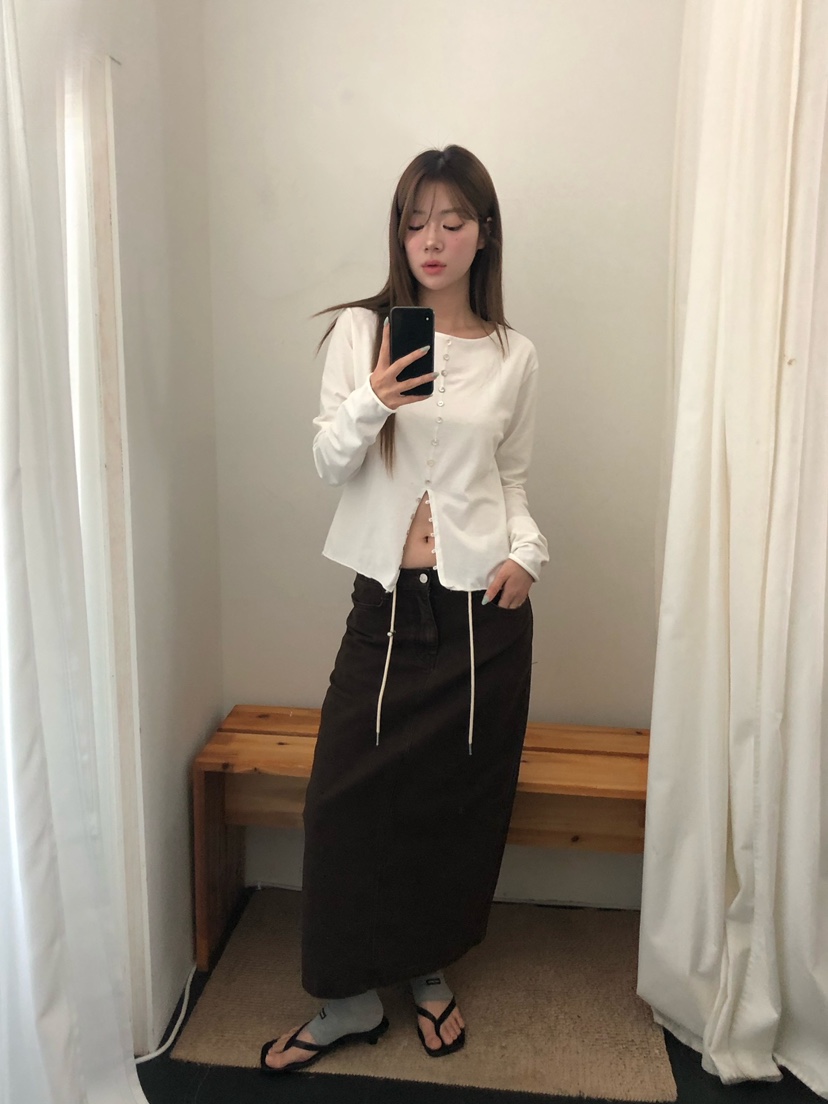 ONDO-P韓國直郵女裝新品推薦時尚真品熱賣休閑長袖T恤紐扣ONDO-P長袖T恤