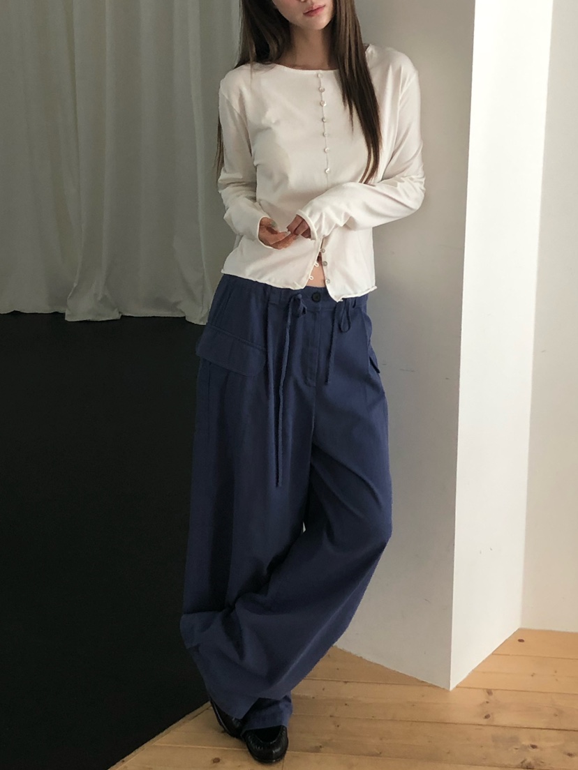 ONDO-P韓國直郵女裝新品推薦時尚真品熱賣休閑長袖T恤紐扣ONDO-P長袖T恤