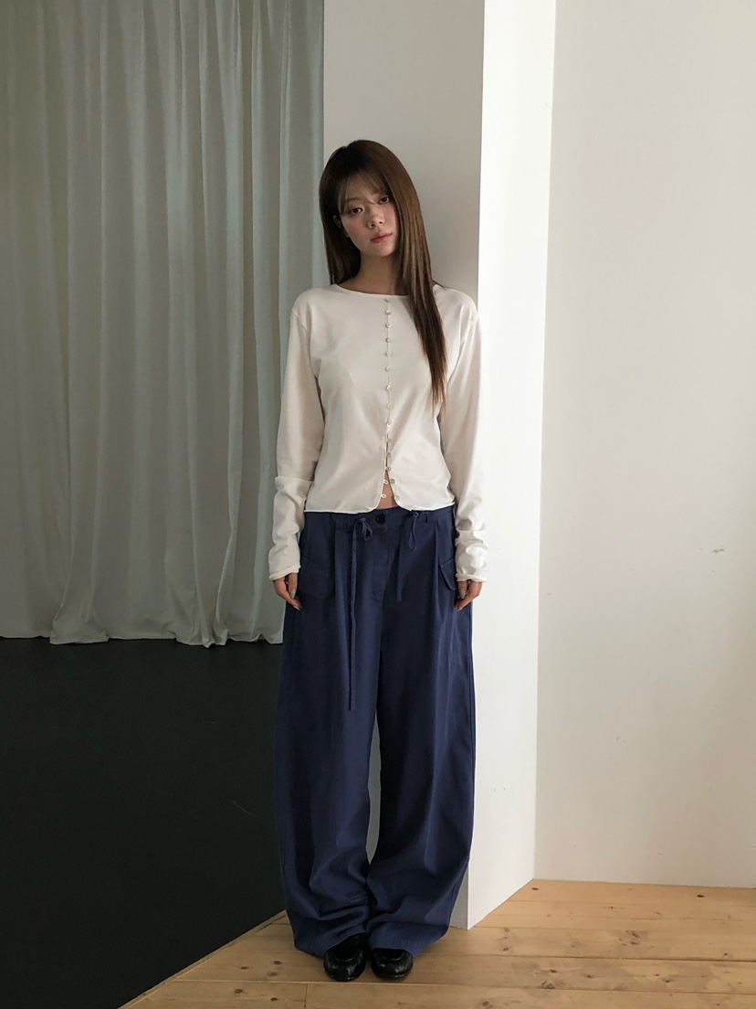 ONDO-P韓國直郵女裝新品推薦時尚真品熱賣休閑長袖T恤紐扣ONDO-P長袖T恤