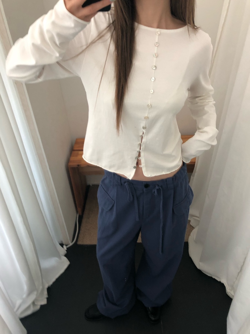 ONDO-P韓國直郵女裝新品推薦時尚真品熱賣休閑長袖T恤紐扣ONDO-P長袖T恤