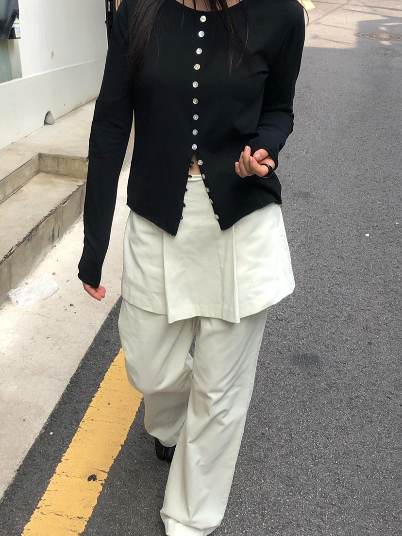 ONDO-P韓國直郵女裝新品推薦時尚真品熱賣休閑長袖T恤紐扣ONDO-P長袖T恤圖色3
