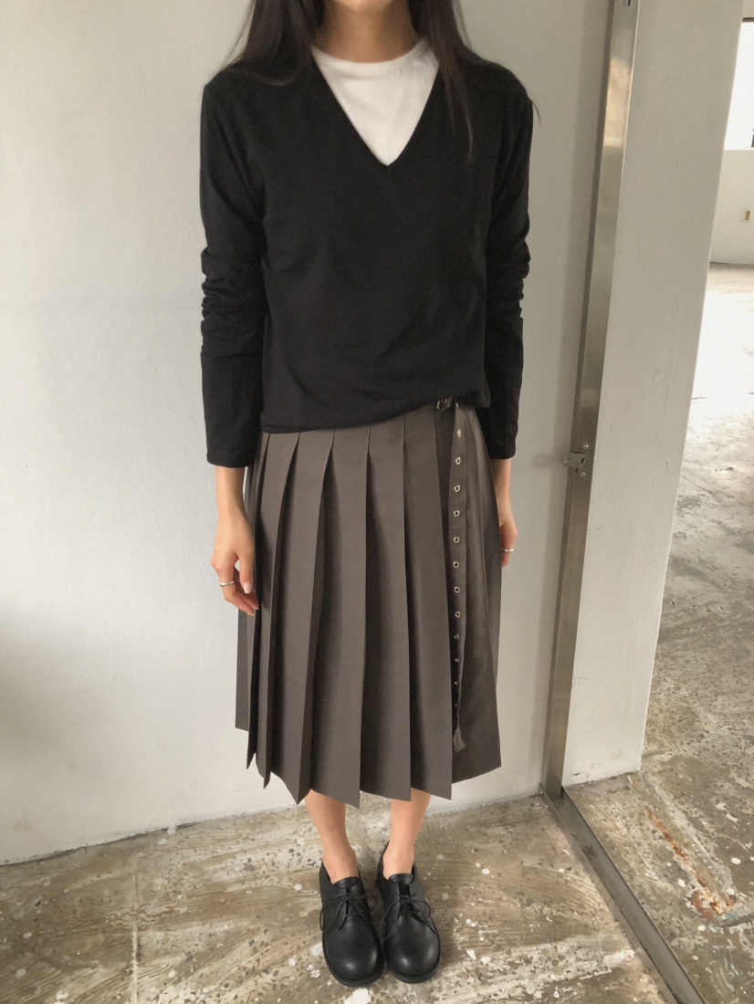 MOSMOS東大門直郵女裝新品時尚休閑真品半身裙中短裙含腰帶MOSMOS半身裙/中短裙