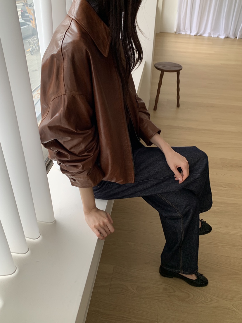 ATHEA東大門實拍女士新款時尚熱賣職業人氣休閑皮衣口袋羊皮ATHEA皮衣