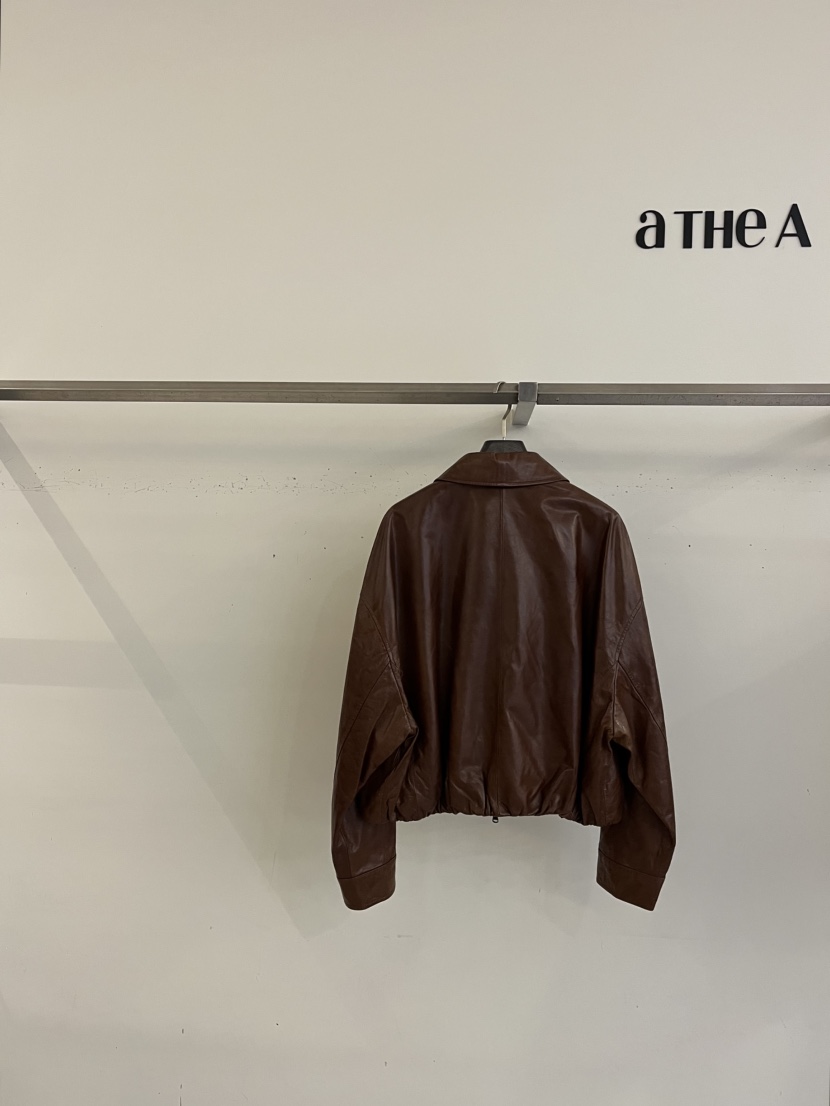 ATHEA東大門實拍女士新款時尚熱賣職業人氣休閑皮衣口袋羊皮ATHEA皮衣