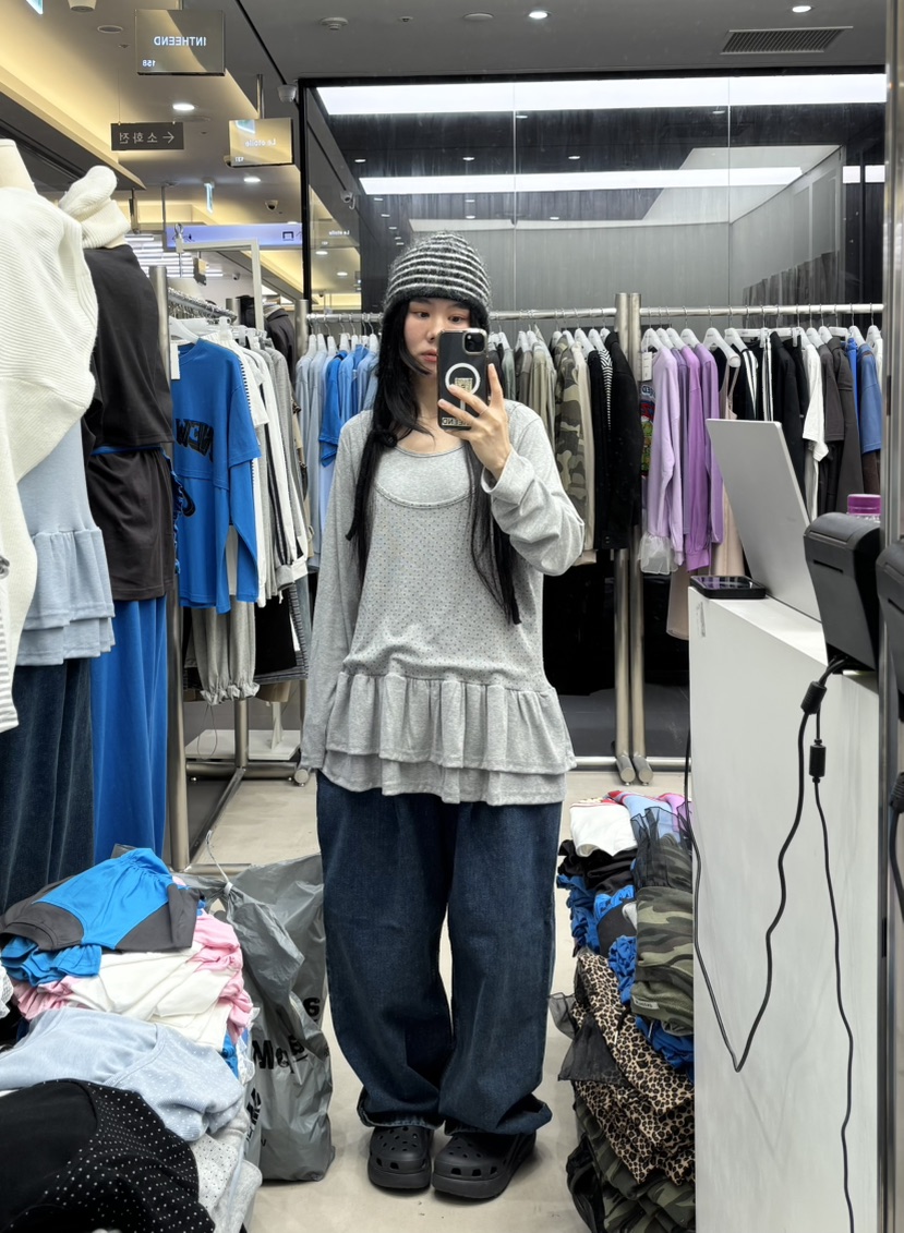 INTHEEND東大門實拍女士新品職業推薦真品時尚長袖T恤撞色INTHEEND長袖T恤