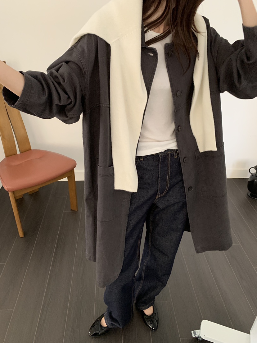 ATHEA東大門代購女士新款推薦時尚真品休閑中長款大衣水洗ATHEA中長款大衣