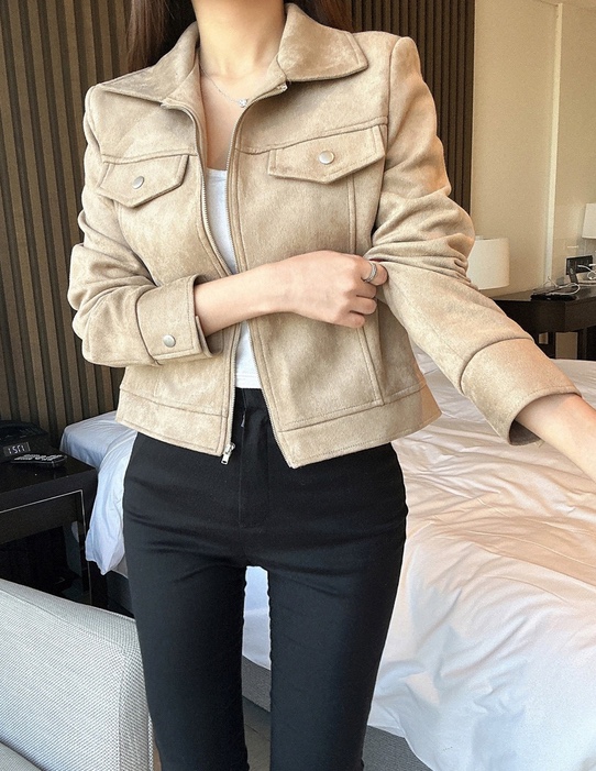 CLOTH韓國代購女裝新款真品推薦人氣休閑時尚夾克絨面革拉絨CLOTH夾克
