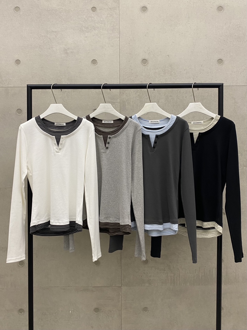 MUCH MORE/JACKPOT韓國代購女裝新品人氣長袖T恤假兩件MUCH MORE/JACKPOT長袖T恤