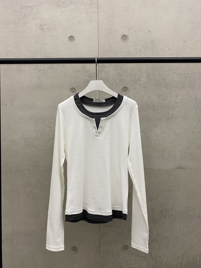 MUCH MORE/JACKPOT韓國代購女裝新品人氣長袖T恤假兩件MUCH MORE/JACKPOT長袖T恤圖色1