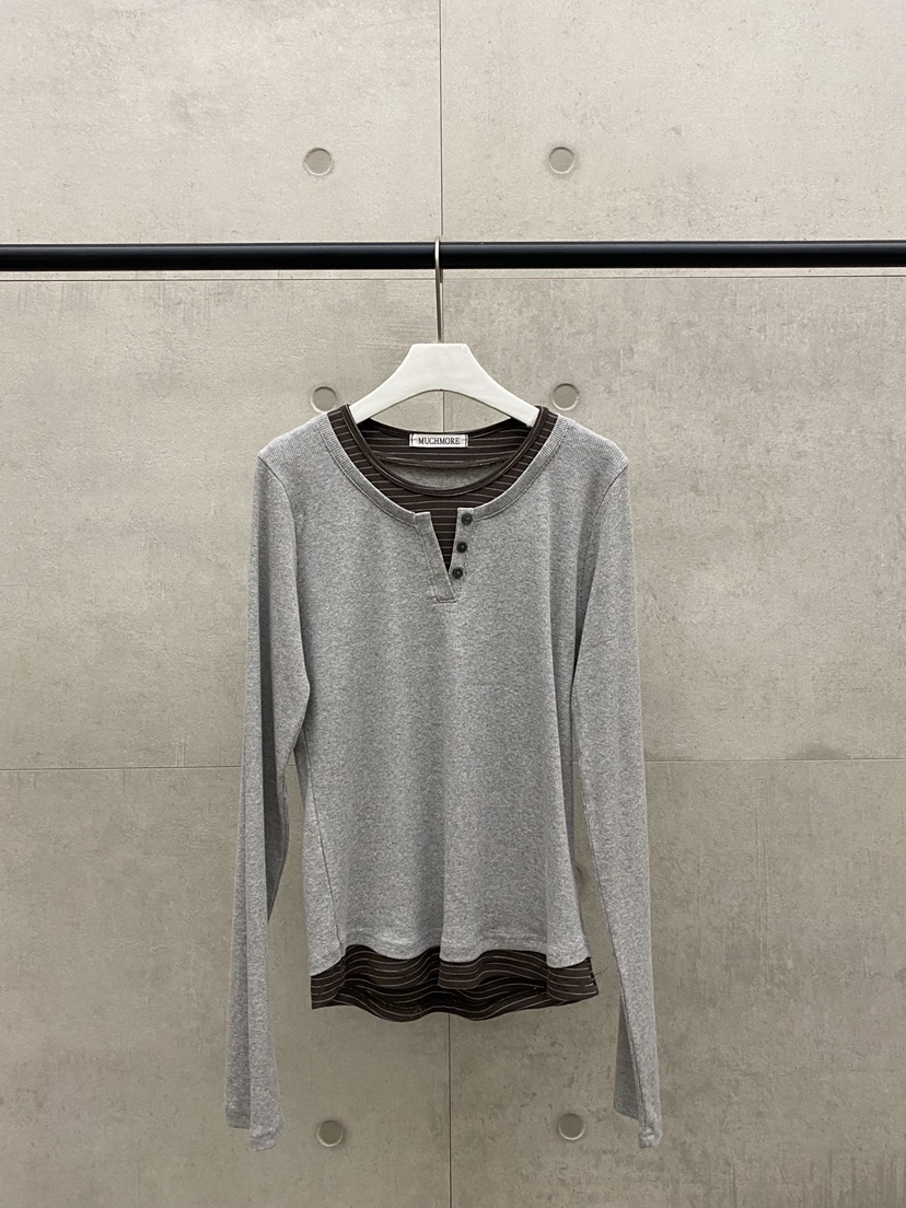 MUCH MORE/JACKPOT韓國代購女裝新品人氣長袖T恤假兩件MUCH MORE/JACKPOT長袖T恤圖色2