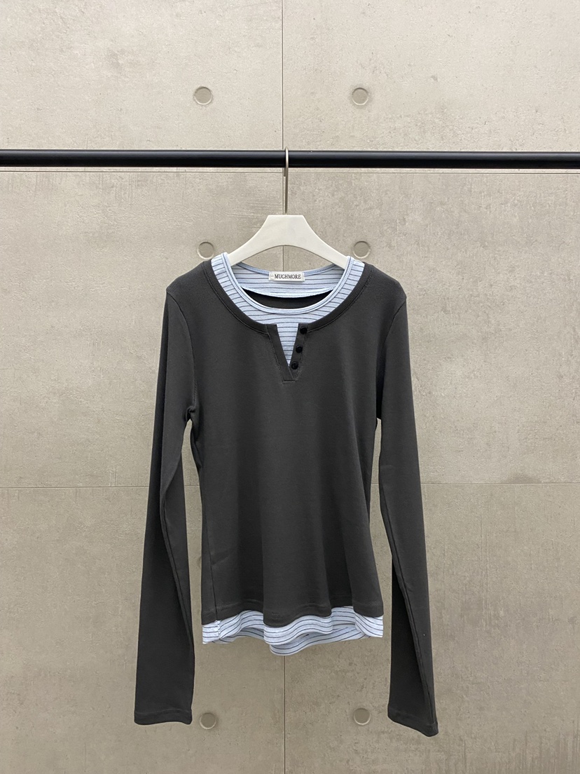 MUCH MORE/JACKPOT韓國代購女裝新品人氣長袖T恤假兩件MUCH MORE/JACKPOT長袖T恤圖色3