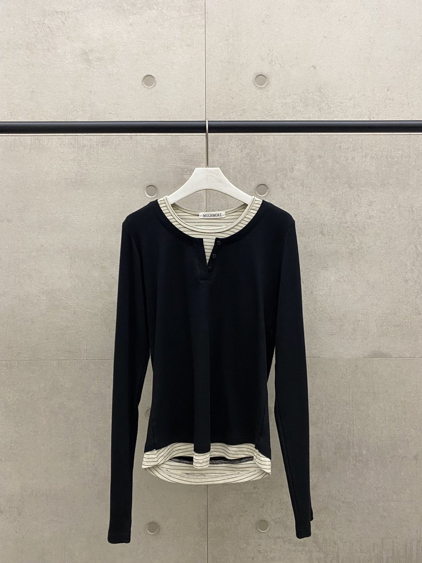 MUCH MORE/JACKPOT韓國代購女裝新品人氣長袖T恤假兩件MUCH MORE/JACKPOT長袖T恤圖色4