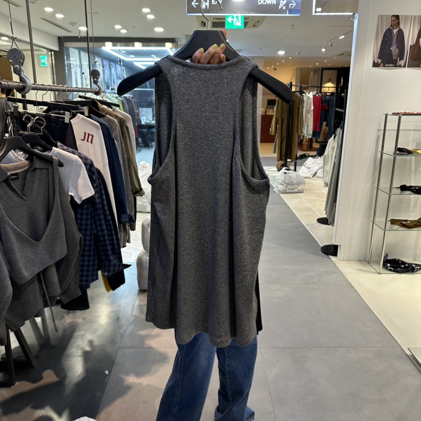 ELF-L東大門直郵女裝新品人氣時尚休閑吊帶背心奶油色無袖PROJECT ELF吊帶/背心