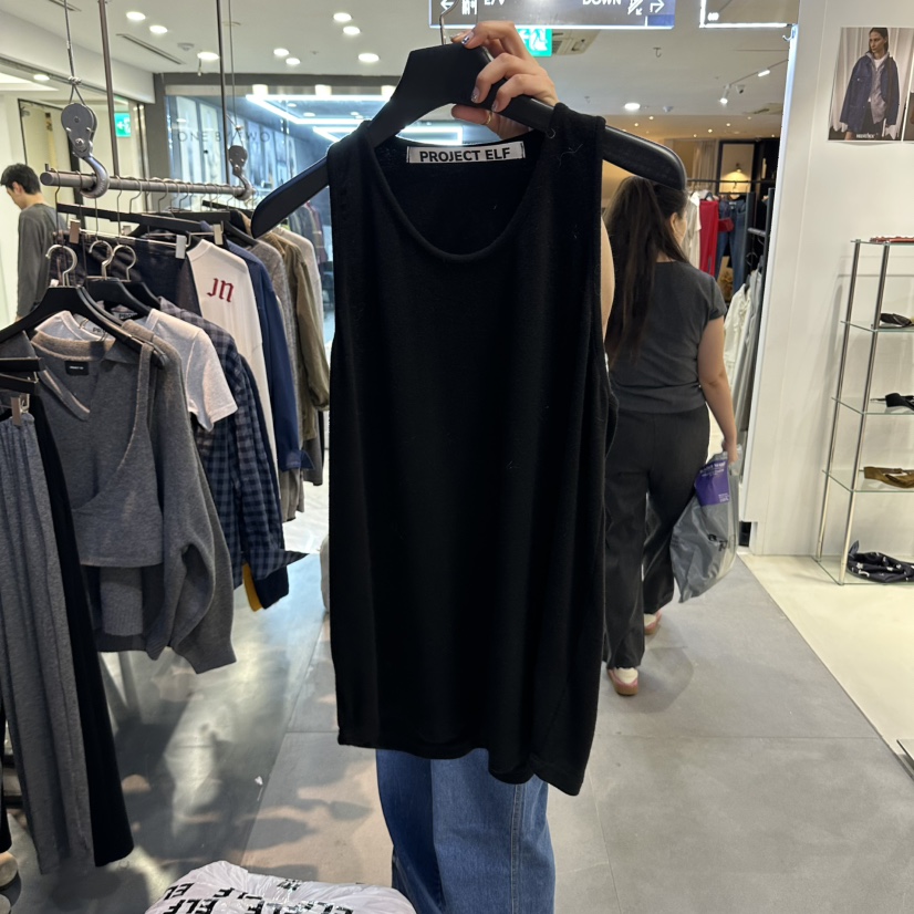 ELF-L東大門直郵女裝新品人氣時尚休閑吊帶背心奶油色無袖PROJECT ELF吊帶/背心圖色2