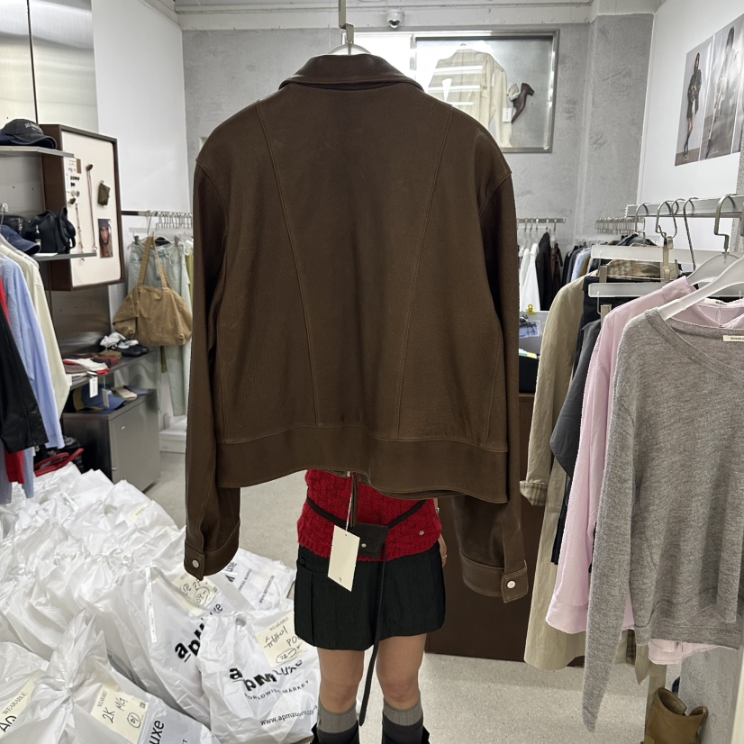 WEARABLE-L東大門代購女裝新款休閑熱賣人氣皮衣羊皮翻領WEARABLE皮衣
