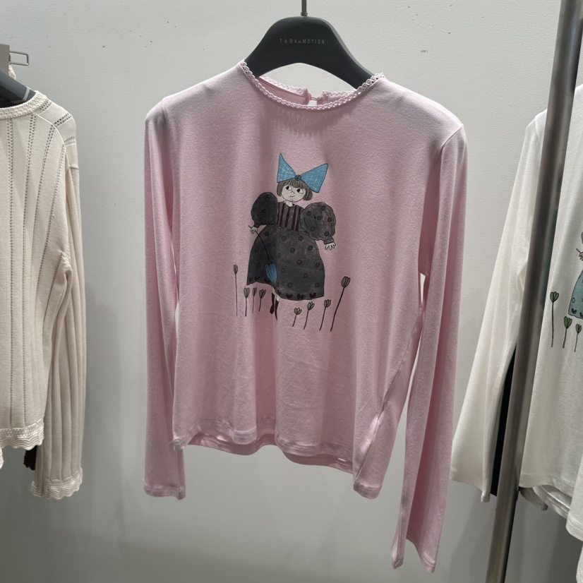 TARABY MOTION韓國直郵女士新品真品推薦人氣長袖T恤絲帶TARABY MOTION長袖T恤圖色1
