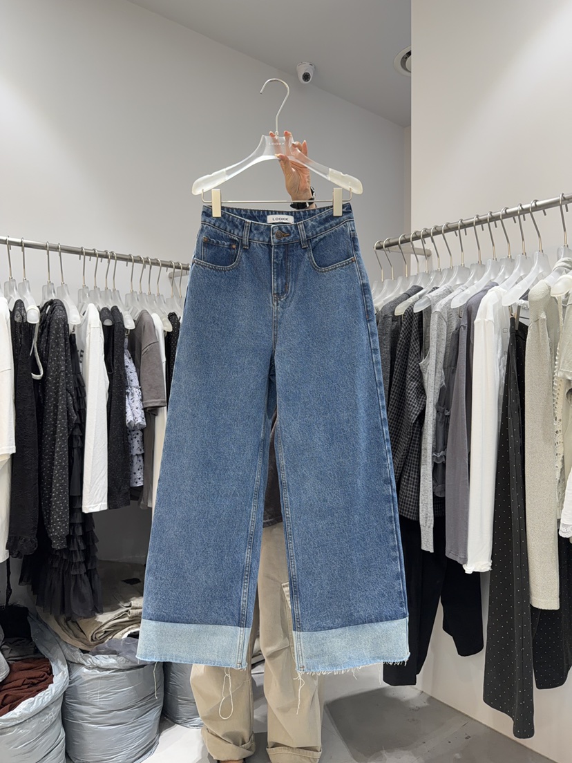 LOOKK/MIMME東大門代購女士新款熱賣時尚真品牛仔褲撞色LOOKK/MIMME牛仔褲圖色1