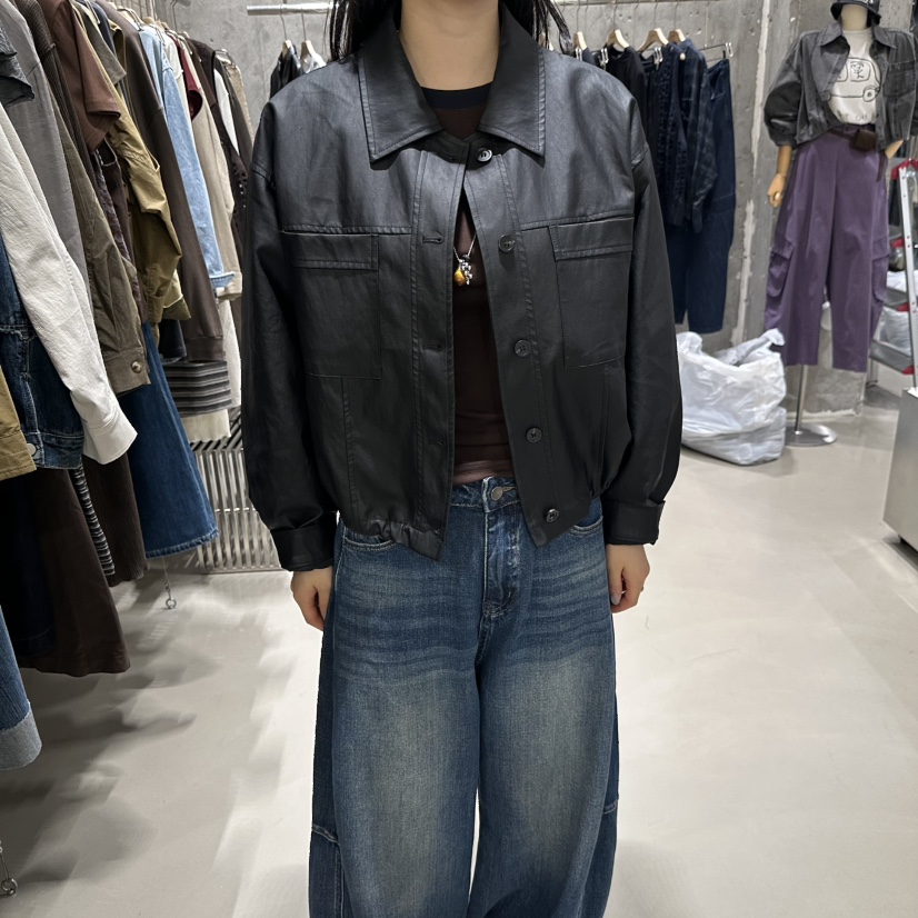 JUNI韓國代購女士新款熱賣休閑推薦時尚人氣真品皮衣皮革my juni皮衣圖色2