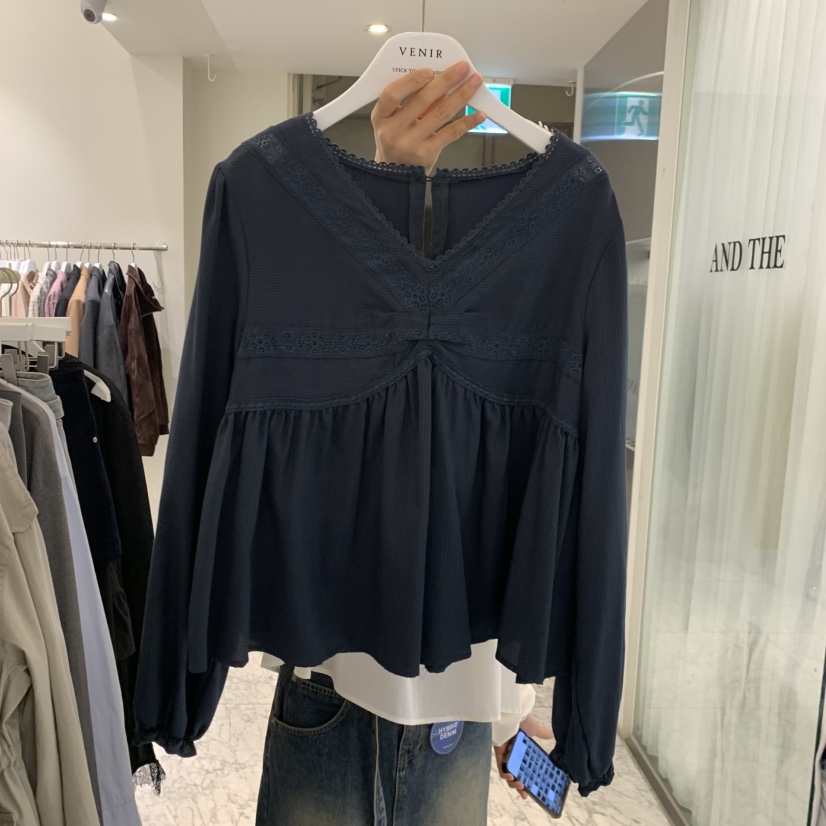 VENIR-A東大門實拍女士新款推薦人氣休閑熱賣襯衫蕾絲衫VENIR-A襯衫/蕾絲衫圖色3