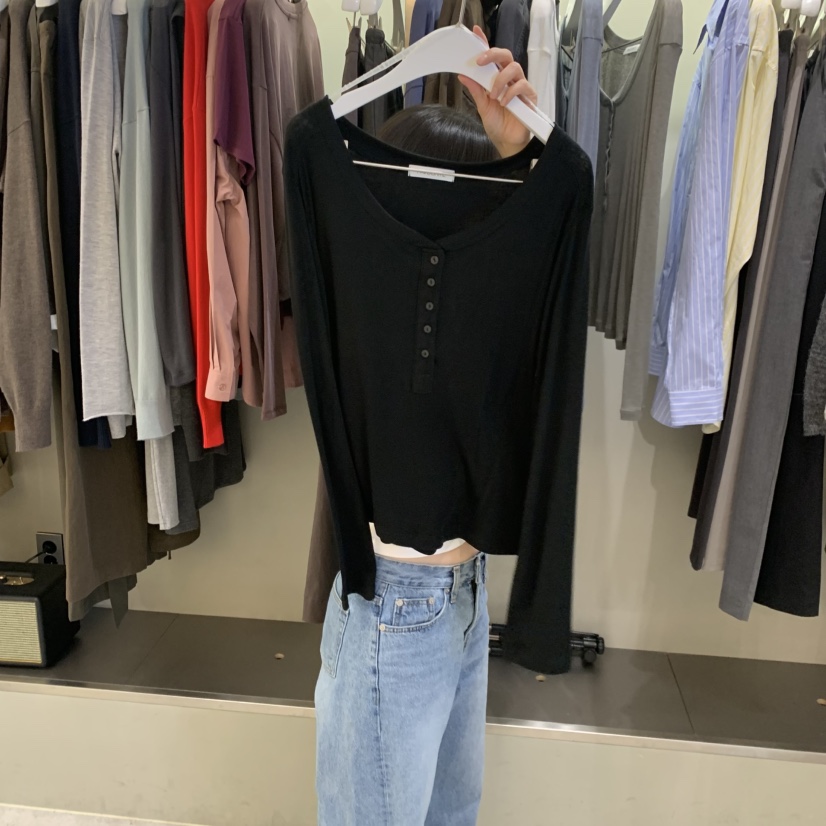 FAVE/FAVOURITE東大門實拍女裝新款休閑人氣長袖T恤紐扣FAVE/FAVOURITE長袖T恤圖色4