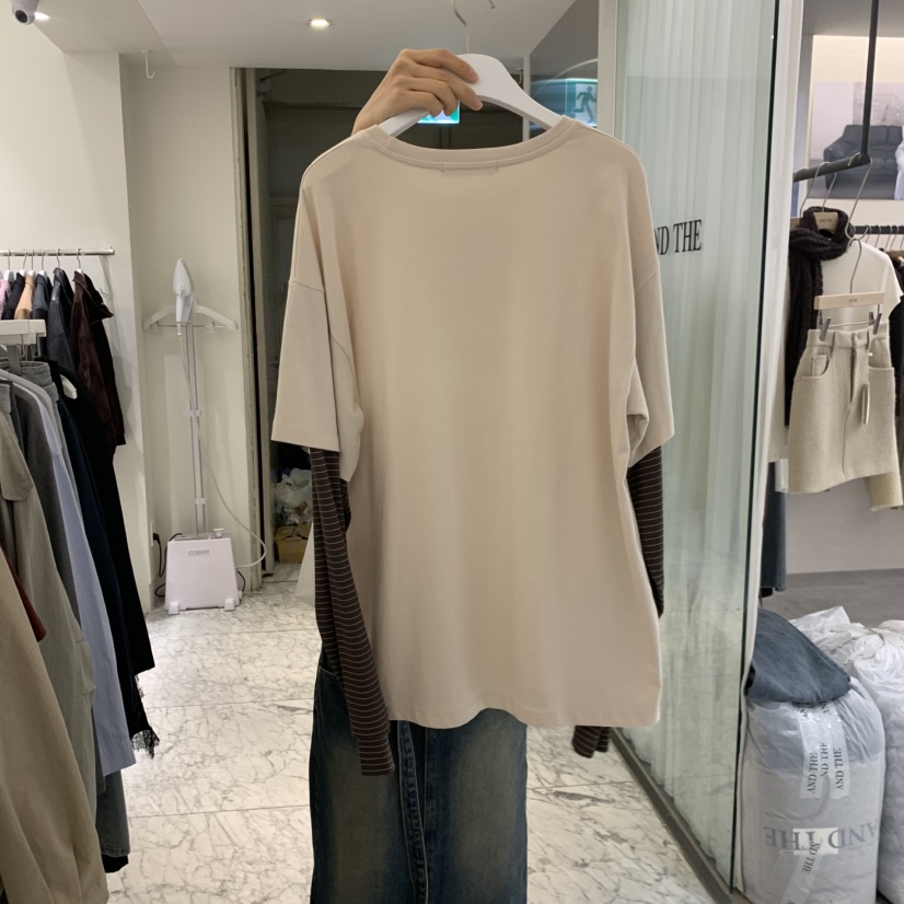 VENIR-A東大門實拍女裝新品熱賣休閑推薦時尚長袖T恤假兩件VENIR-A長袖T恤