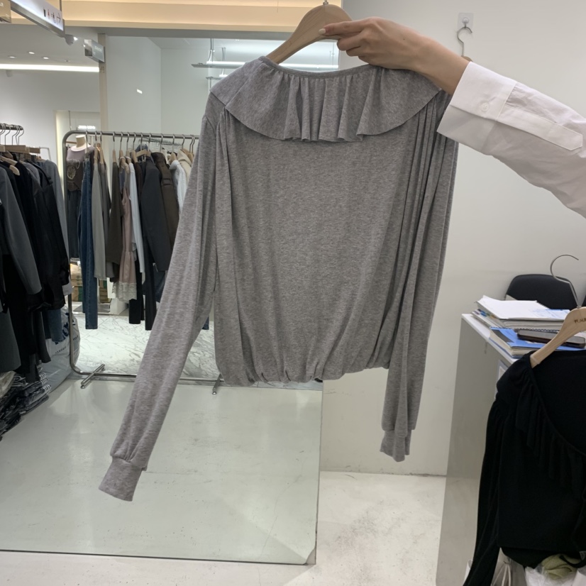 FLAUNT東大門直郵女裝新品人氣真品推薦休閑熱賣長袖T恤褶皺FLAUNT長袖T恤