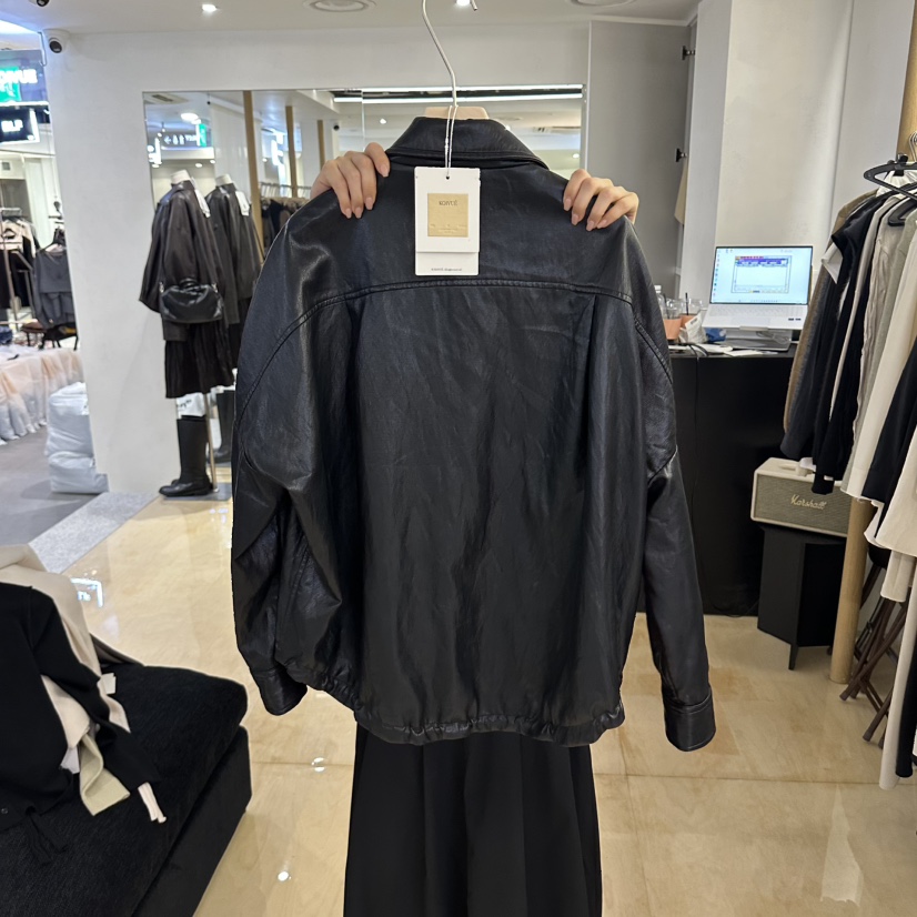KOIVUE東大門代購女裝新品熱賣人氣時尚真品皮衣不對稱皮革KOIVUE皮衣