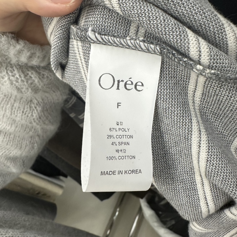 OREE東大門實拍女士新款時尚休閑熱賣人氣推薦長袖T恤條紋Oree長袖T恤