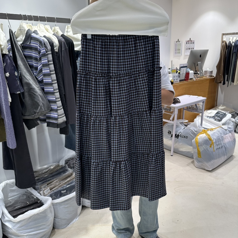 HELVETICA PLUS韓國代購女士新款人氣熱賣真品長裙荷葉邊HELVETICA長裙圖色2棕色