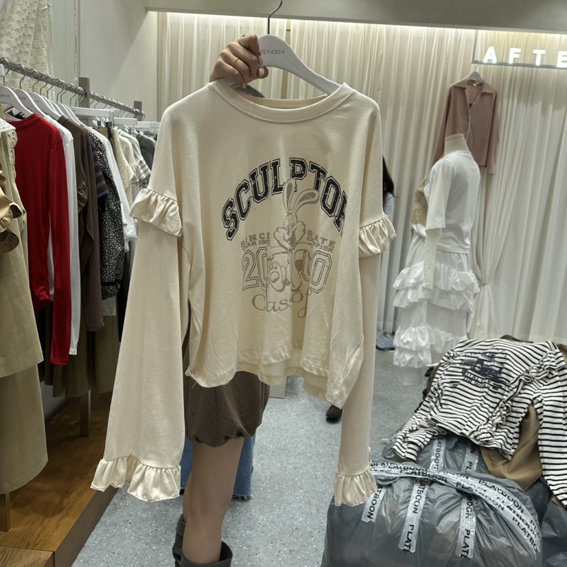 AFTERNOON韓國直郵女裝新品時尚真品推薦人氣熱賣長袖T恤AFTERNOON長袖T恤圖色1