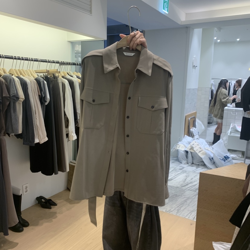 W AND J韓國代購女裝新品人氣真品推薦襯衫蕾絲衫含腰帶W AND J襯衫/蕾絲衫圖色1