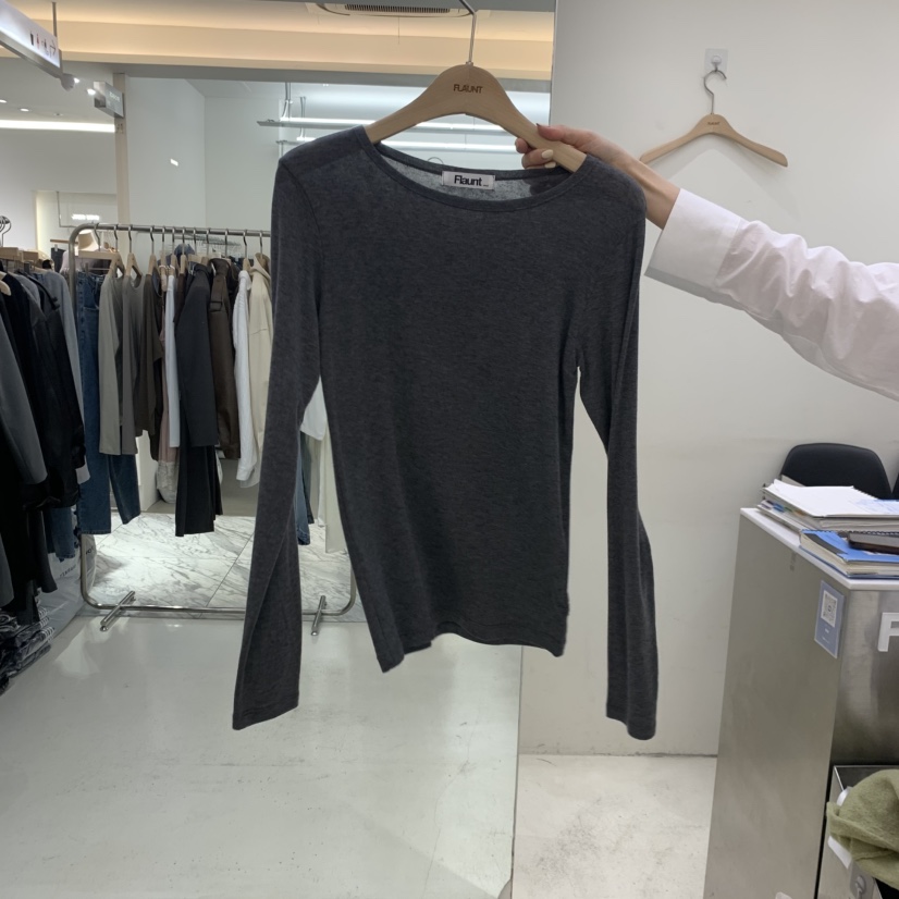 FLAUNT東大門直郵女士新品休閑熱賣人氣長袖T恤美利奴羊毛FLAUNT長袖T恤圖色3墨