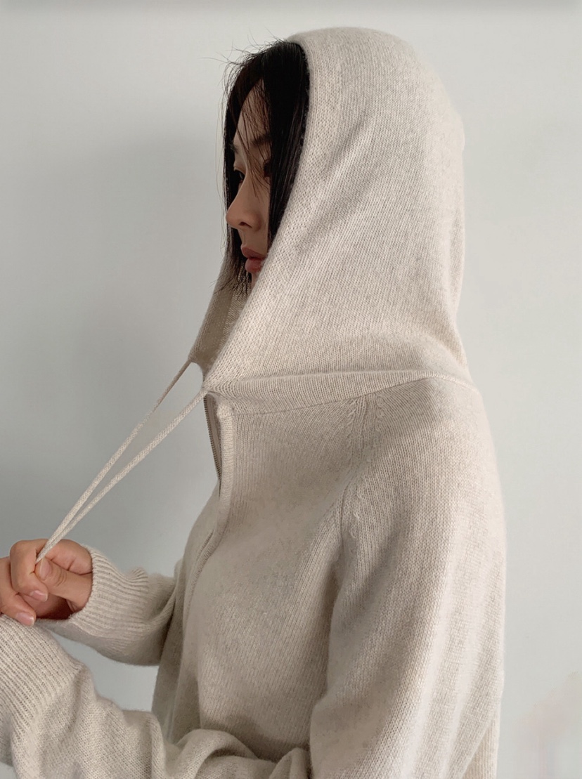 LE VASE東大門實拍女裝新品真品時尚休閑針織衫拉鏈連帽衫LE VASE針織衫