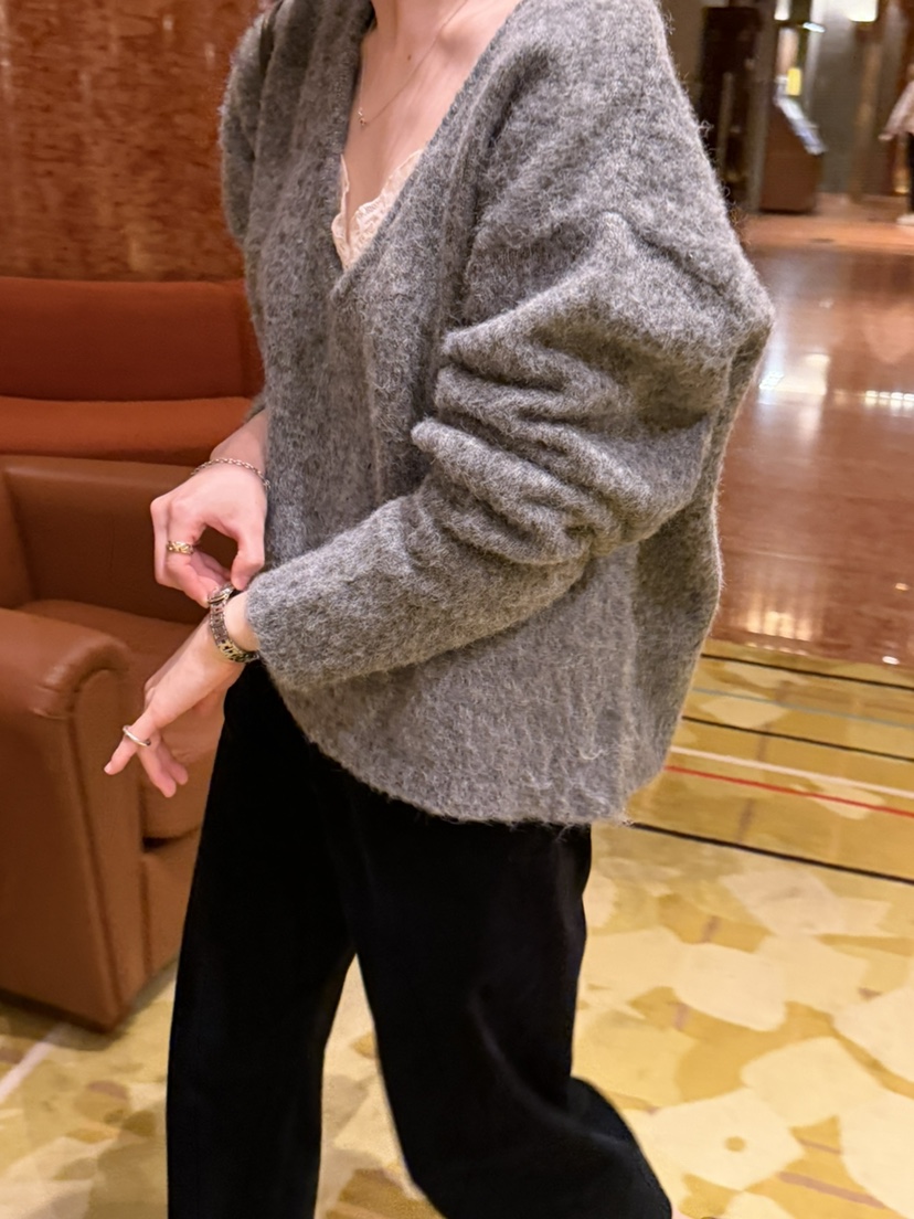 PERMISSION韓國代購女裝新品熱賣休閑時尚推薦真品針織衫V領PERMISSION針織衫