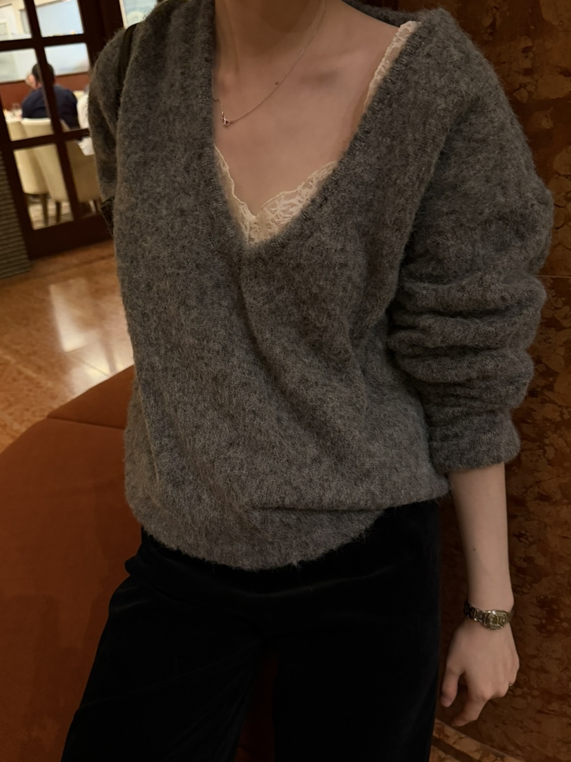 PERMISSION韓國代購女裝新品熱賣休閑時尚推薦真品針織衫V領PERMISSION針織衫圖色3